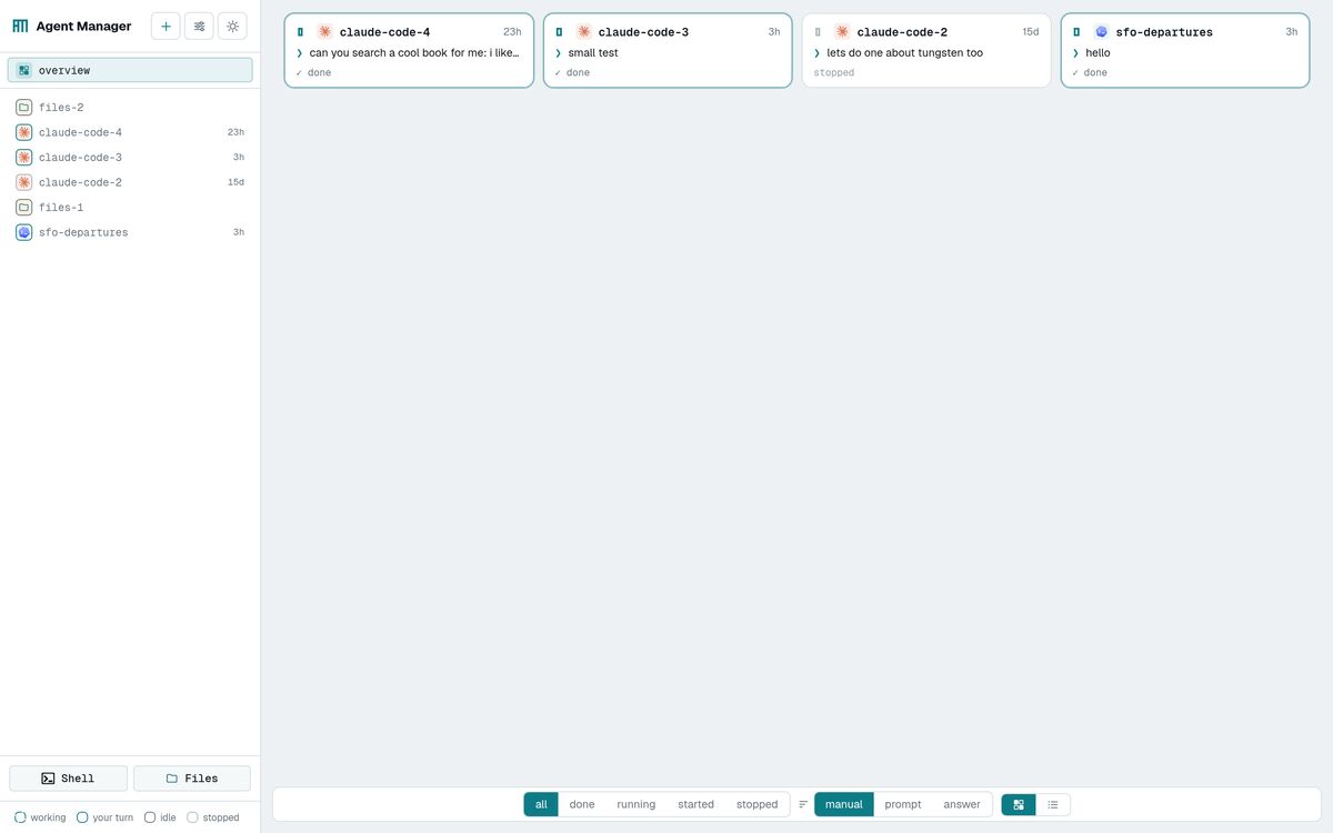 Agent Manager overview in light mode
