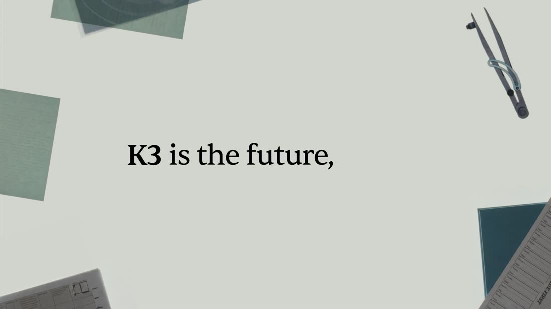 A quiet paper ground with the words K3 is set in a serif
