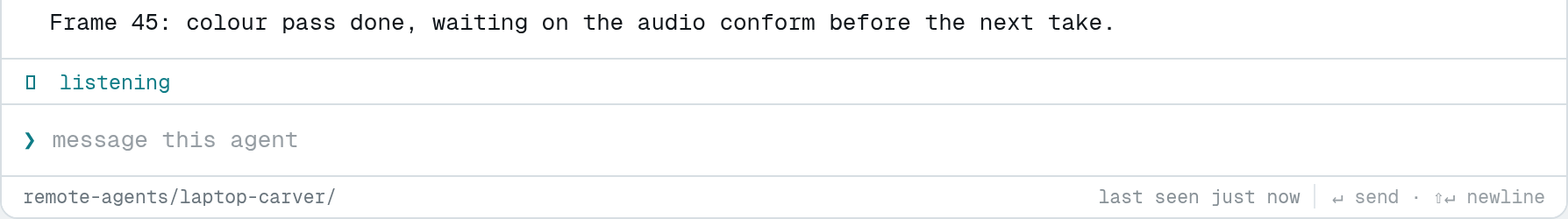 the pane's lower edge showing a small hollow rectangle and the word listening