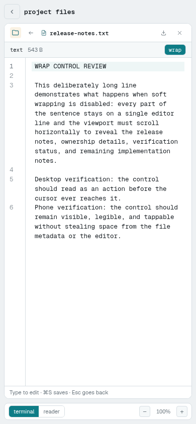 Phone after: wrap is a teal segmented toggle