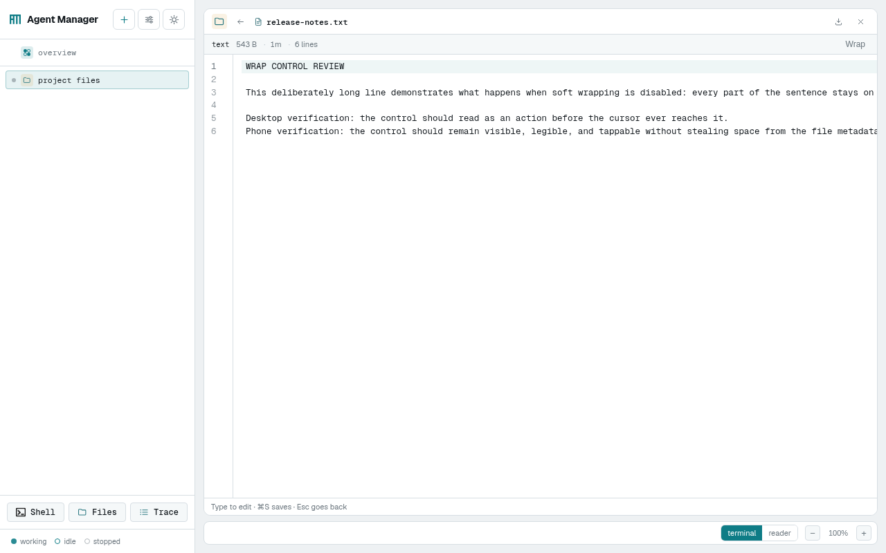 Desktop before: Wrap appears as borderless text